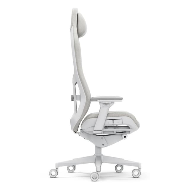 Detalle 2 de Fractal Design silla gaming con reposabrazos 4D, respaldo de malla y alcántara, altura ajustable (blanca)