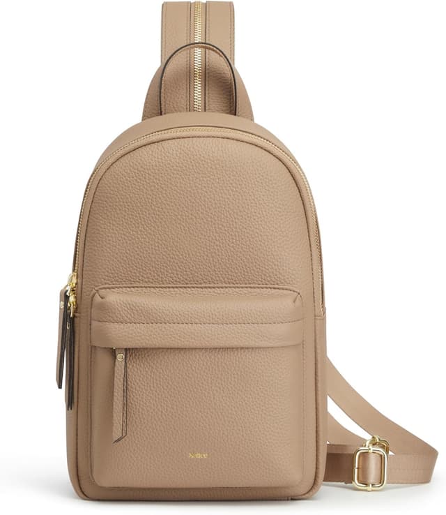 Detalle de Kattee Convertible Crossbody Sling Chest Bag Medium in Genuine Leather with RFID Blocking