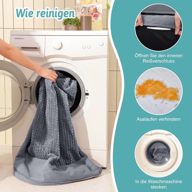 Detalle 2 de COZY KISS Orthopedic Dog Bed for Large Dogs (L Shape) – Waterproof Cover, Anti-Slip, Washable – Grey, 107x76x19cm