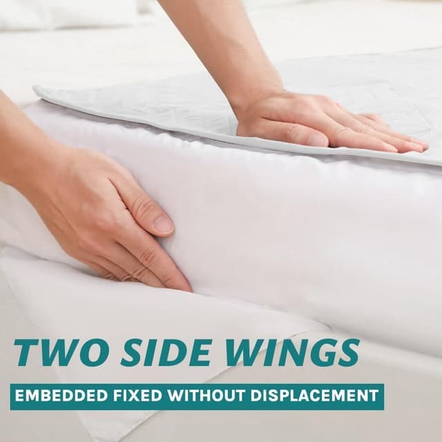 Detalle 2 de DUJUIKE Assorbente lavabile per incontinenza con ali e fondo antiscivolo impermeabile, 2 pezzi (90×135 cm) – bianco