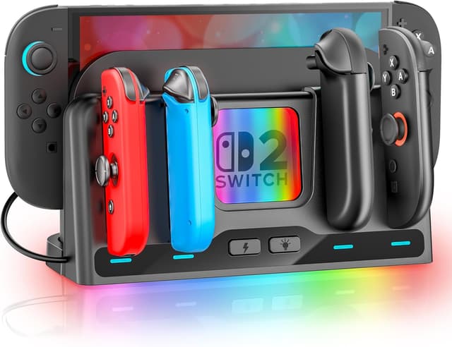 Detalle de Tokluck Joy-Con and Switch Controller Charging Dock with 9 RGB Light Modes