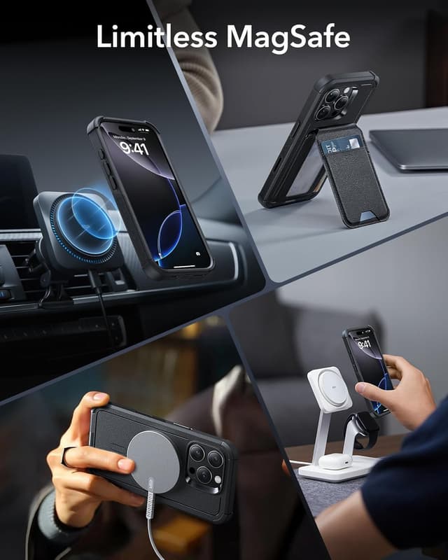 Detalle de ESR for iPhone 16 Pro Case (Cyber Series) with MagSafe Compatibility and Camera Control Button, Black