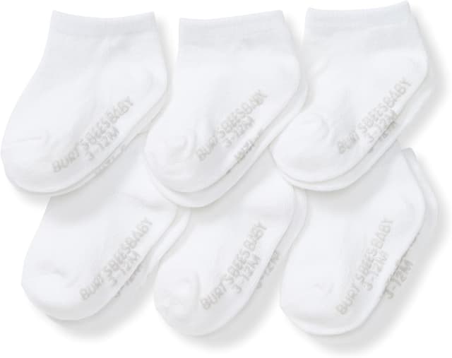 Detalle de Burt's Bees Baby Girls' Ankle Socks with Non-Slip Grips (6-Pack)