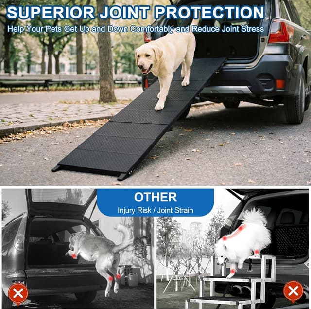 Detalle 2 de Niubya Foldable Dog Steps & Pet Stairs Ramp (180cm, aluminium frame) – supports up to 113kg