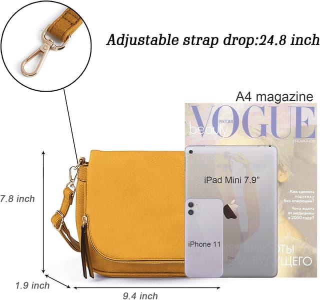 Detalle de GLITZALL borsa a tracolla da donna con tasche multiple e patta con zip