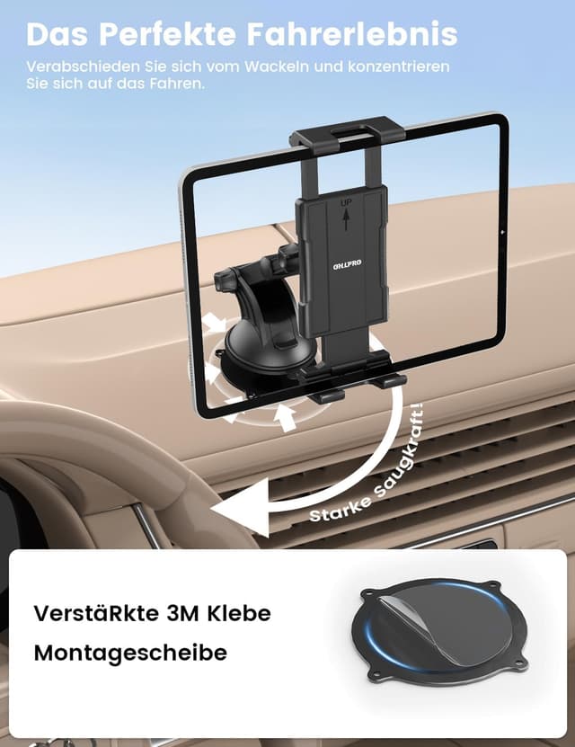 Thumbnail 3 de OHLPRO Tablet Halterung Auto 360° Drehung 18 cm Ausziehbar