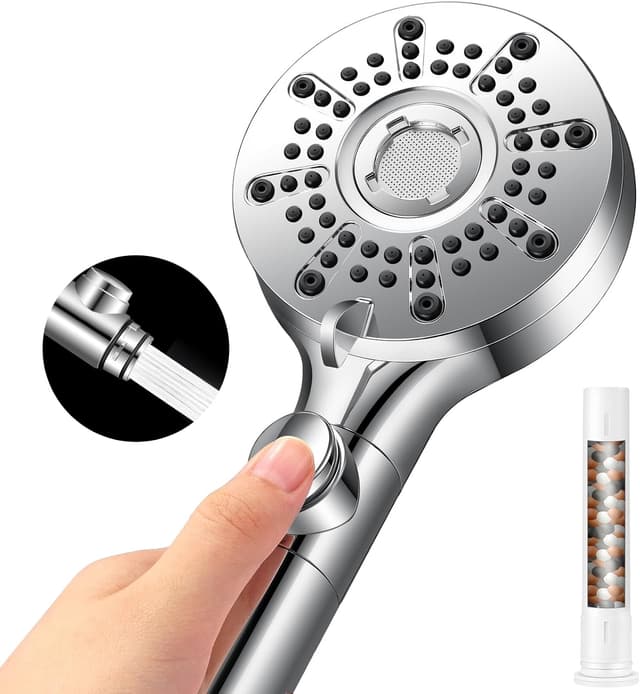 Detalle de berssen Duschkopf mit Filter, Hochdruck-Brausekopf (5+1 Strahlarten) mit Wasserstopp