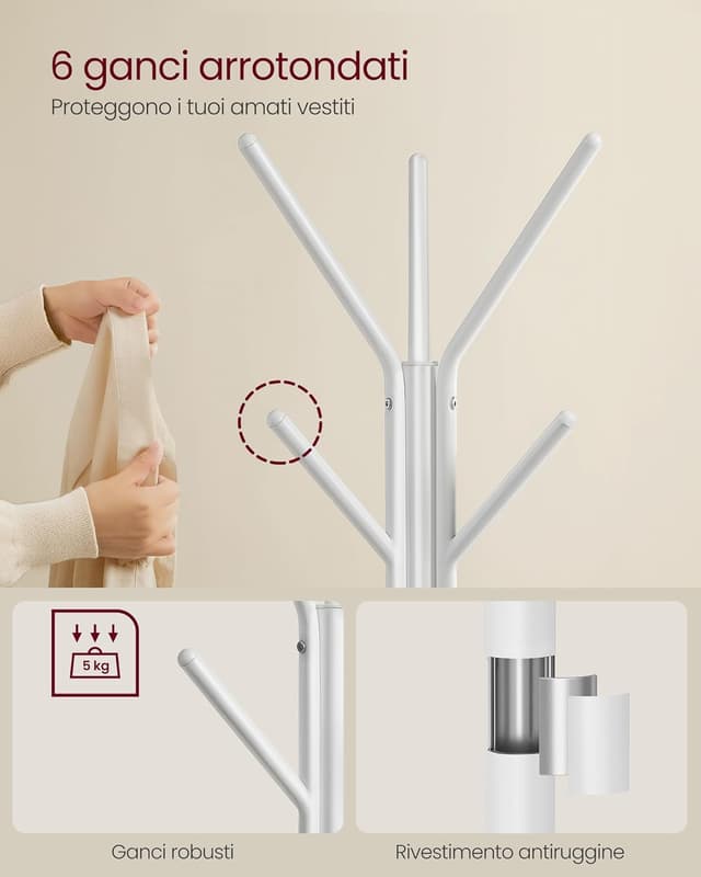 Thumbnail 4 de VASAGLE RCR016N01 appendiabiti da terra con 2 ripiani