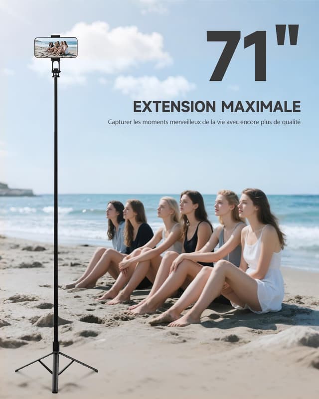 Thumbnail 2 de RISEOFLE 180 cm trépied smartphone rétractable avec télécommande