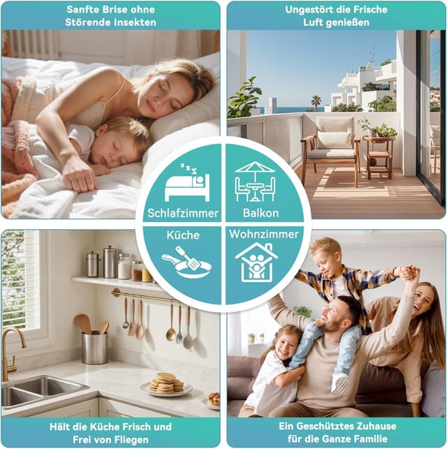 Detalle 2 de Auxmir Fliegengitter Balkontür Magnet – Insektenschutz ohne Bohren, 100×220 cm, schwarz