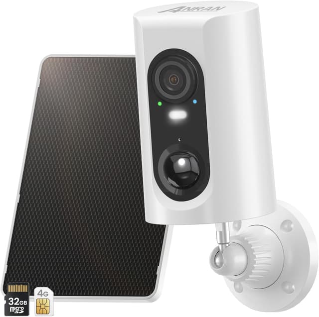 Detalle de ANRAN 4G LTE Outdoor Surveillance Camera (with SIM card, 32GB SD) – 2K solar/battery, PIR, IP66