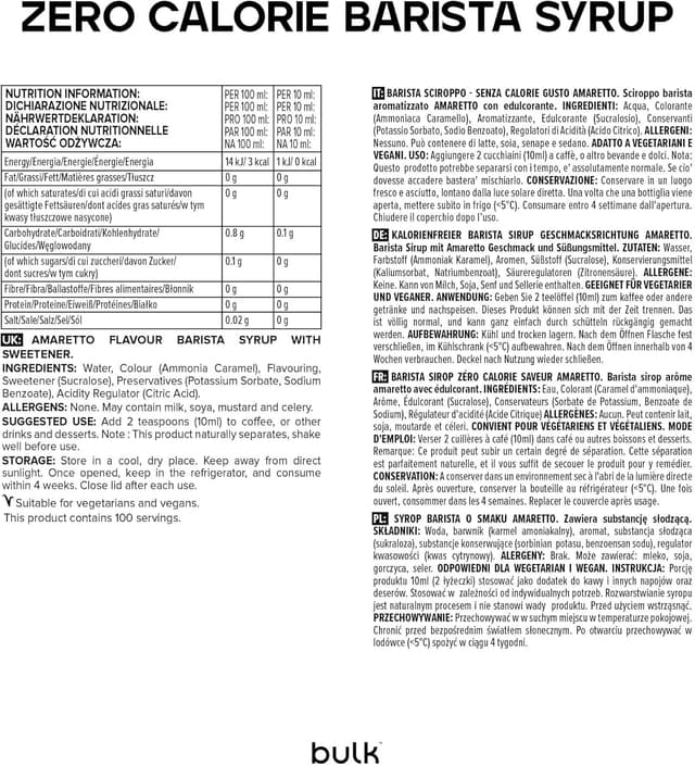 Thumbnail 1 de Barista Bulk Zero Calorie Amaretto 1000 ml 🥤