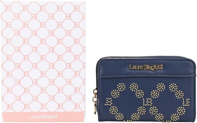 Detalle de Laura Biagiotti portefeuille femme en simili-cuir PU avec boîte cadeau (modèles à 1 ou 2 zips)