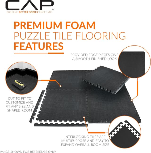 Detalle de CAP Barbell Interlocking EVA Foam Puzzle Mat โ Home Gym Flooring ๐งโ
