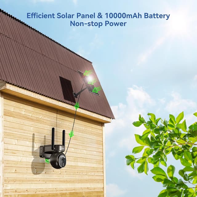 Detalle de Xega 4G LTE Security Camera (No WiFi, SIM Card, Solar Powered) with 2K HD, PIR, Night Vision & Two-Way Talk