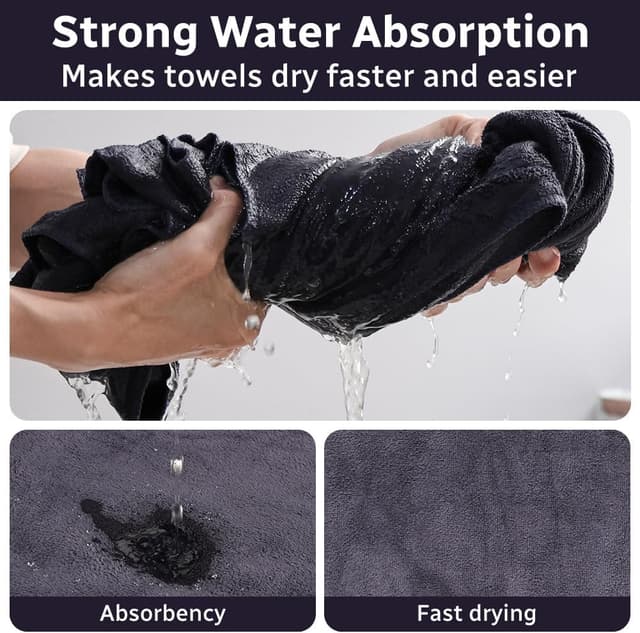 Detalle de Adiwo 2er-Set Hunde-Handtücher (100 × 50 cm) – extra saugfähig, schnell trocknende Mikrofaser in Grau