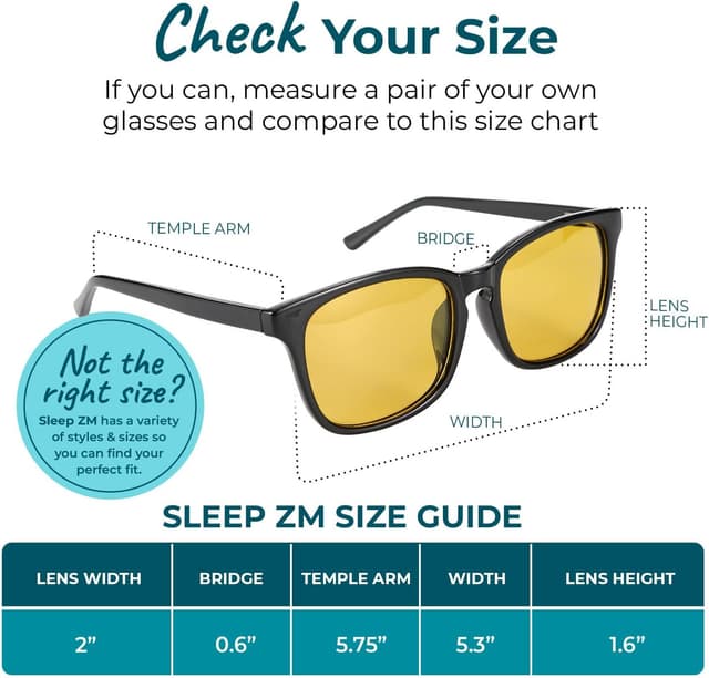 Detalle de Sleep ZM Blue Light Blocking & Light Sensitivity Glasses (8 Lens Types) for Night Driving and Better Sleep Support