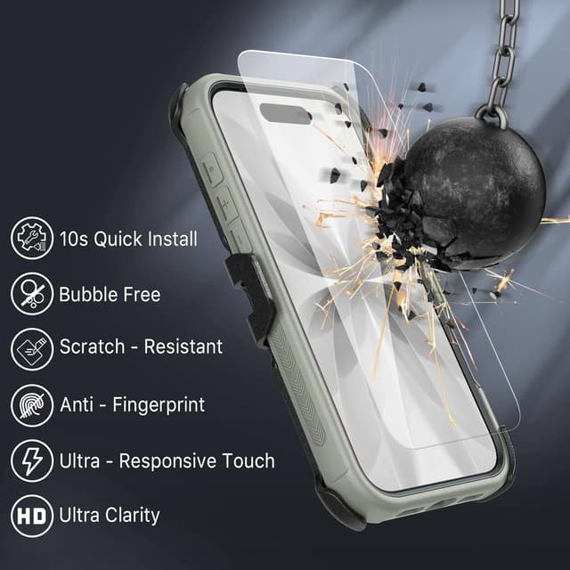 Detalle 2 de M MYBAT PRO Maverick Series Case for iPhone 17 with Belt Clip Holster, MagSafe + Screen Protector