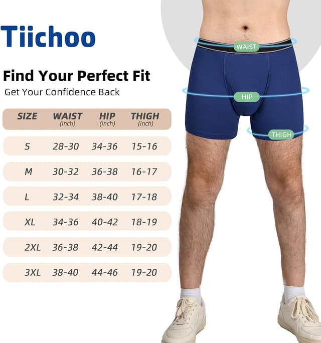 Detalle 2 de TIICHOO Slip d’incontinence homme en coton lavable anti-fuite (lot de 3)