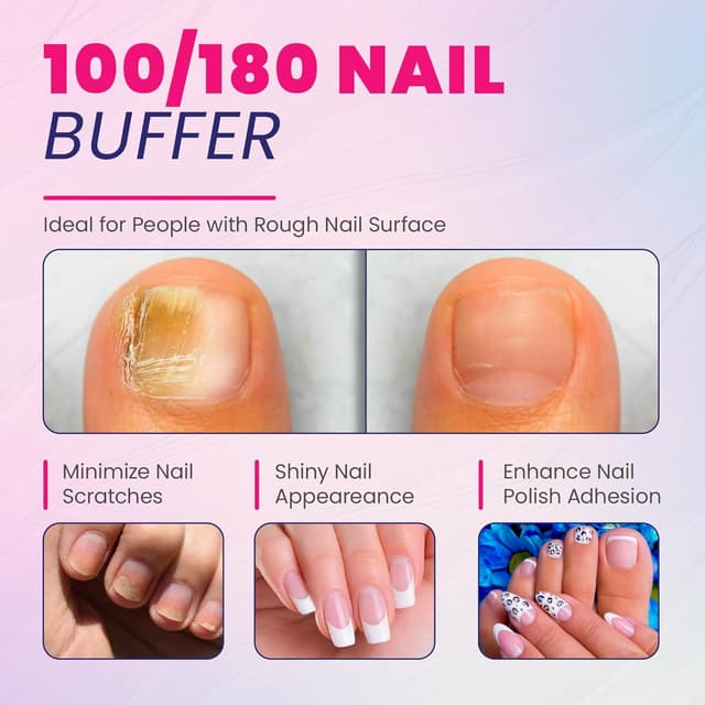 Detalle de PORTENTUM Nagelfeile 100/180 (16er Pack) – doppelseitig, trapezförmig, Kern in Lila