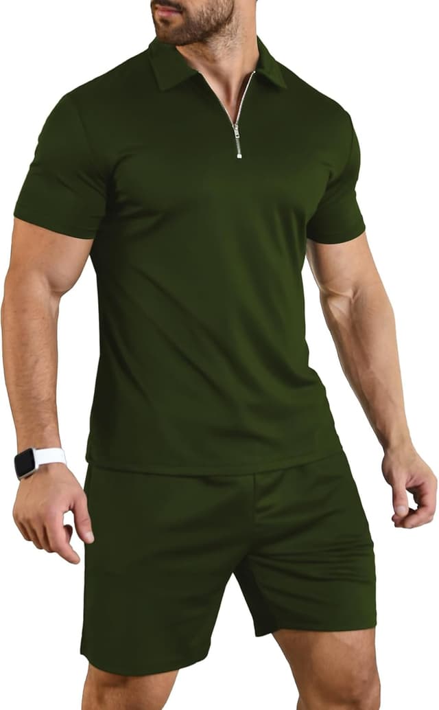 Thumbnail 6 de KUYIGO Herren Sommer-Poloshirt & Shorts 2-teiliges Set aus Polyester/Spandex