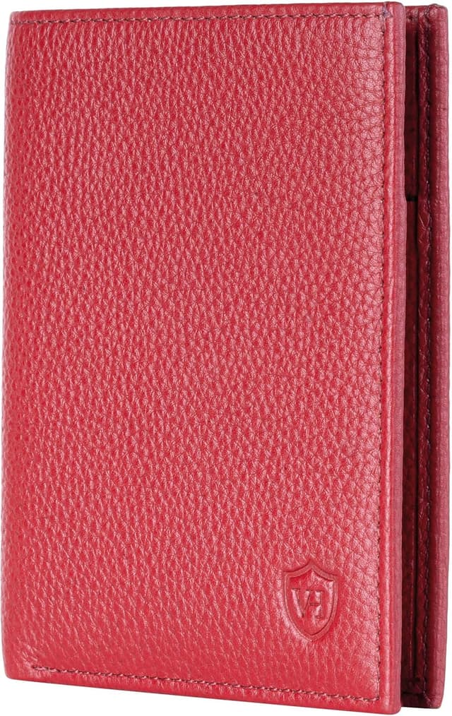 Detalle de VON HEESEN Leder-Geldbörse für Herren mit Münzfach und RFID-Schutz (Rot)