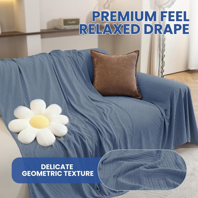 Detalle de Ystyle housse de canapé 1 place 200x230 cm antidérapante lavable, bleu