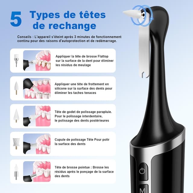 Thumbnail 3 de Kit Blanchiment Dentaire polisseur électrique 5 têtes 🪥