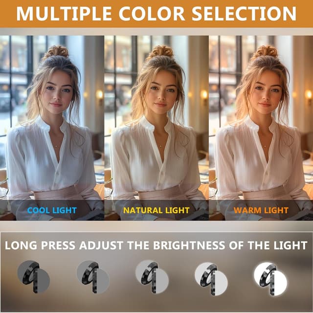 Detalle de FENCHILIN Hollywood Mirror with RGB Backlit 15 LED Vanity Mirror (58x46cm)