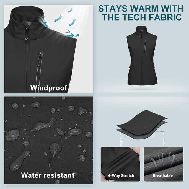 Detalle de 33,000ft Damen Leichte Laufweste Softshell: winddicht, wasserdicht & atmungsaktiv