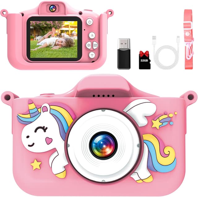 Detalle de GlowPlayX Kinderkamera 1080P 32 GB – Digitalkamera für Kinder
