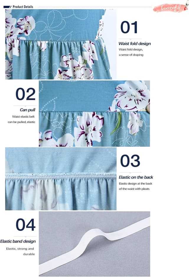 Detalle de AUSELILY Damen Sommerkleid Kurzarm Long Maxi mit Taschen – casual bis Arbeit