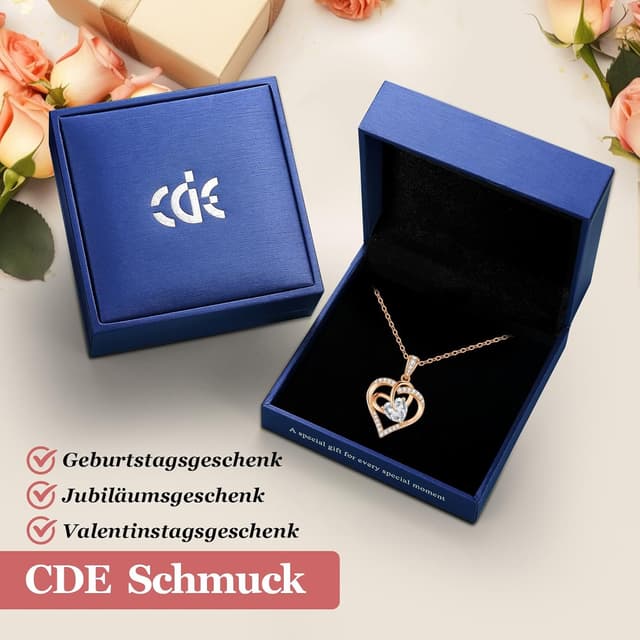 Detalle de Collier femme CDE double cœur infini avec pendentif cœur et zirconium