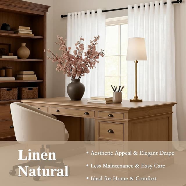 Detalle de Rideau voilage lin 140x240 cm naturel