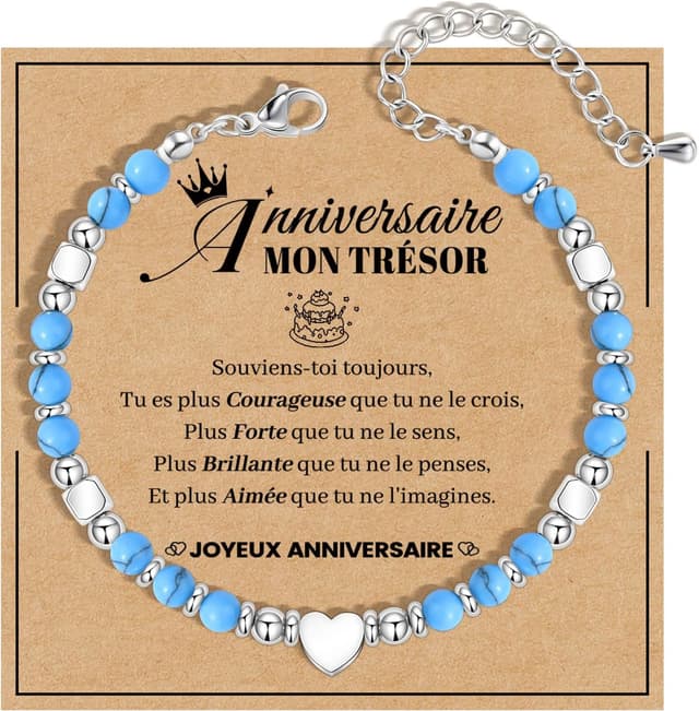 Thumbnail 6 de Seyaa Cadeau Anniversaire Fille : bracelet en pierre naturelle personnalisable (trèfle à 4 feuilles)