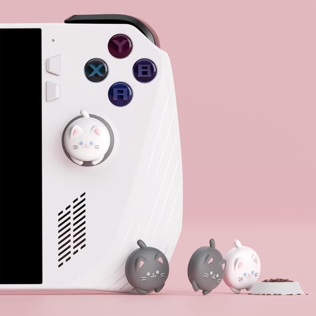 Detalle de playvital Cute Thumb Grip Caps for ROG Ally (Silicone) – Cutie Kitty