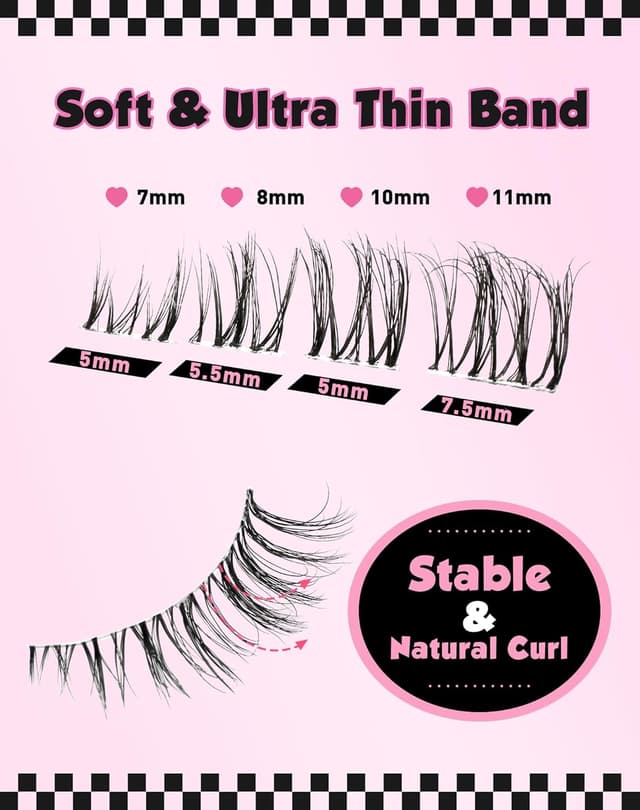 Detalle de Cluster Lashes Wispy Cat Eye Half Lashes – 3D C Curl Volumen, natürlich aussehende 3/4 Wimpern (7 Paare)