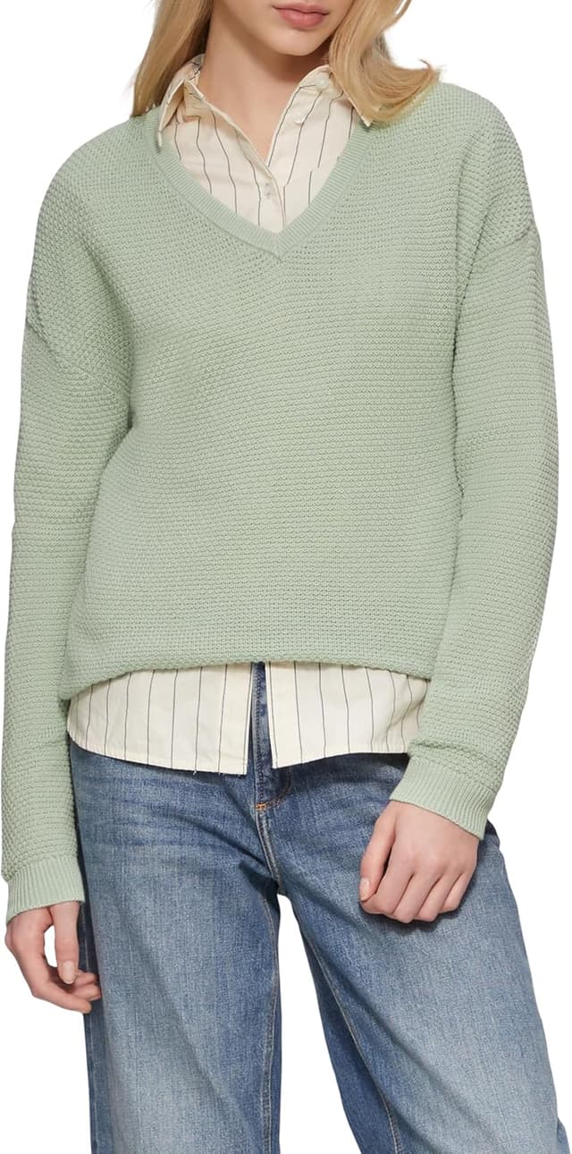 Detalle de QS Pullover mit Strukturmuster V-Ausschnitt