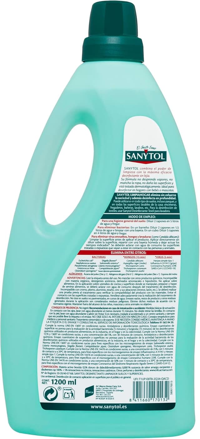 Detalle 2 de Sanytol Botella Desinfectante 4,8L