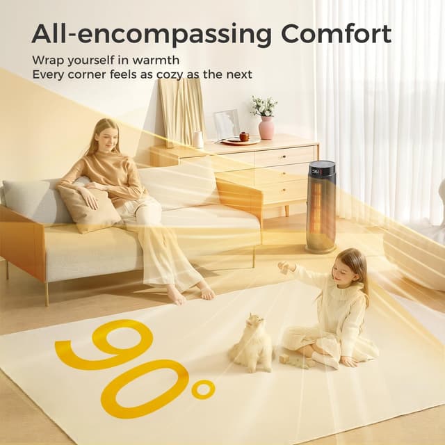 Detalle de AROEVE Aroeve Electric Heater 2000W PTC Fan Heater with Remote, 90° Oscillation & 24H Timer