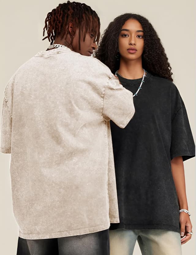 Detalle de Arssm 3-Pack Big & Tall Vintage-Style T-Shirts (Relaxed Fit, Short Sleeve, Acid-Wash)