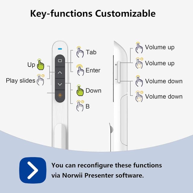 Thumbnail 4 de Norwii N27 wireless presentation clicker (USB-A, 2.4GHz) for PowerPoint and more