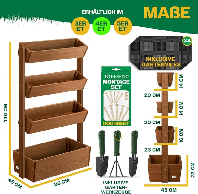 Thumbnail 4 de KESSER Hochbeet 4 Etagen Premium Braun