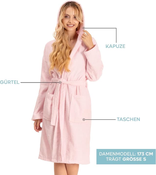 Detalle de Twinzen Bademantel Damen 100% Baumwolle