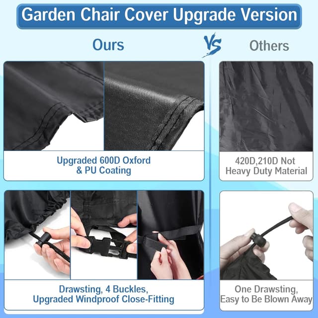 Thumbnail 6 de GARPROVM Funda para sillas de jardín impermeable Oxford 64x85x120cm