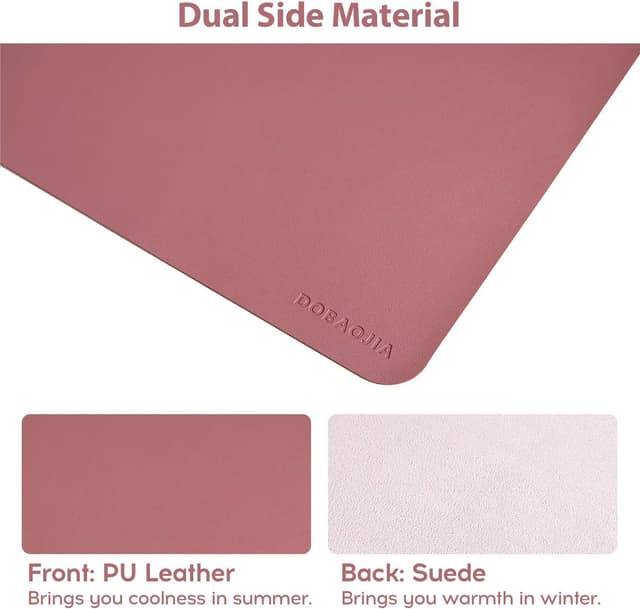 Detalle de DOBAOJIA Desk Pad Large (Desk Mat) – Waterproof PU leather + suede non-slip, 31.5" x 15.7" (Dark Pink)