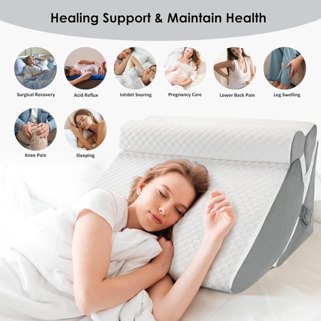 Detalle de WENRENER wedge pillow for sleeping 7 & 12 inch