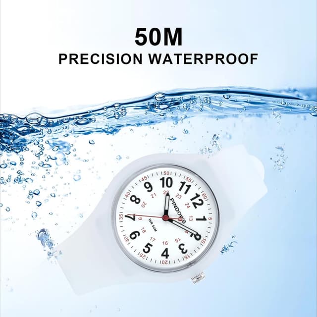 Detalle de PINDOWS Analoge Quarzarmbanduhr mit Silikonband für Damen – leuchtendes Zifferblatt, wasserfest bis 50 m