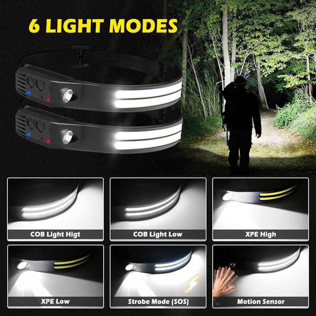 Thumbnail 2 de Head Torch Rechargeable 2-Pack with Motion Sensor