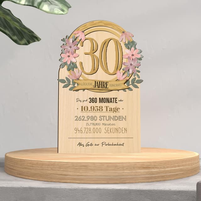 Thumbnail 3 de Perlenhochzeit Karte 30 Holzkarte zum 30. Hochzeitstag